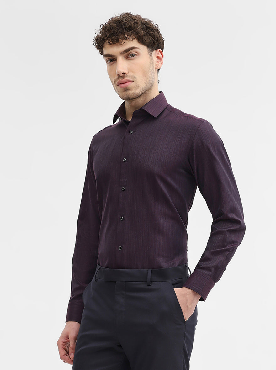 Dark Wine Solid Slim Fit Party Wear Shirt | Greenfibre
