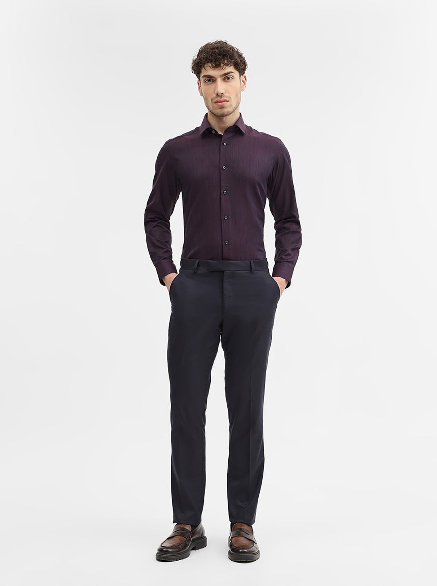 Dark Wine Solid Slim Fit Party Wear Shirt | Greenfibre