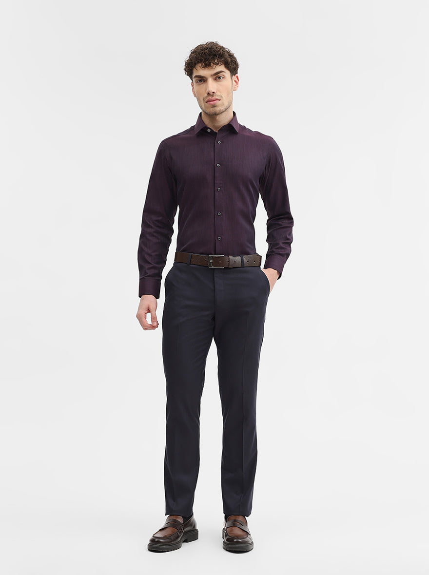 Dark Wine Solid Slim Fit Party Wear Shirt | Greenfibre