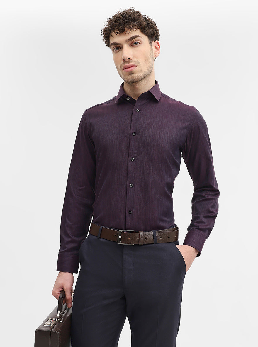 Dark Wine Solid Slim Fit Party Wear Shirt | Greenfibre