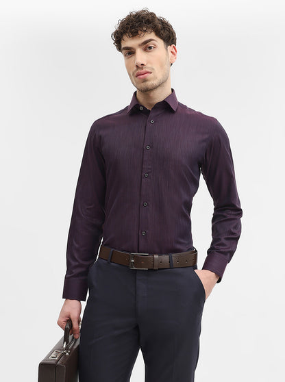 Dark Wine Solid Slim Fit Party Wear Shirt | Greenfibre
