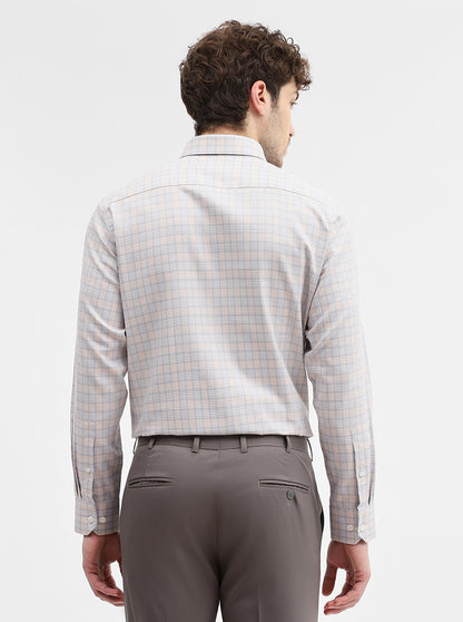 Grey & Fawn Checked Regular Fit Formal Shirt | JadeBlue