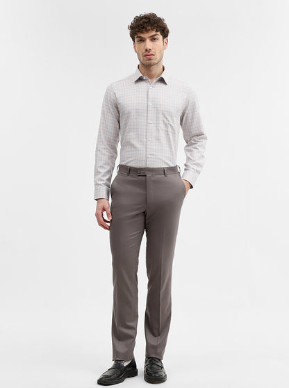 Grey & Fawn Checked Regular Fit Formal Shirt | JadeBlue
