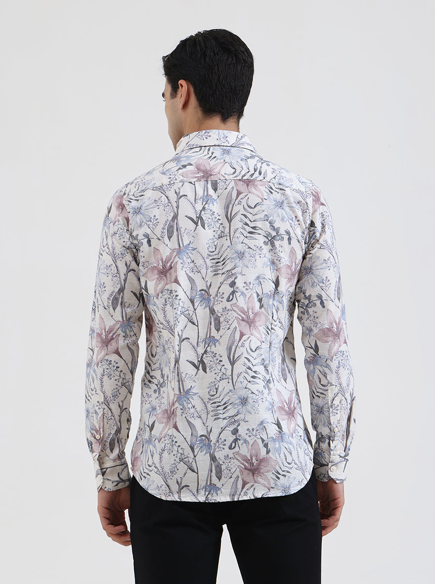 Pink Printed Slim Fit Casual Shirt | JadeBlue