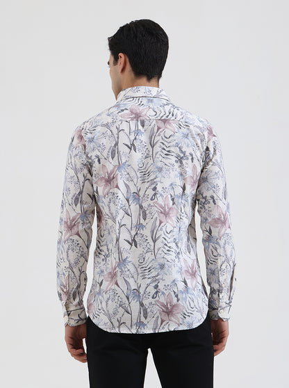 Pink Printed Slim Fit Casual Shirt | JadeBlue