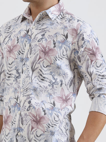 Pink Printed Slim Fit Casual Shirt | JadeBlue