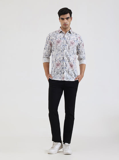 Pink Printed Slim Fit Casual Shirt | JadeBlue