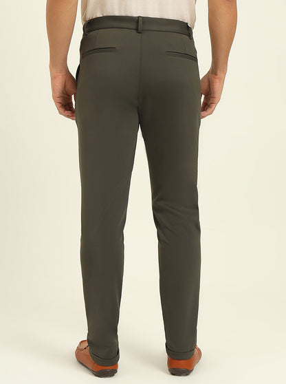 Olive Solid Venice Fit Casual Trouser | JadeBlue