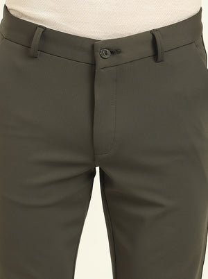 Olive Solid Venice Fit Casual Trouser | JadeBlue