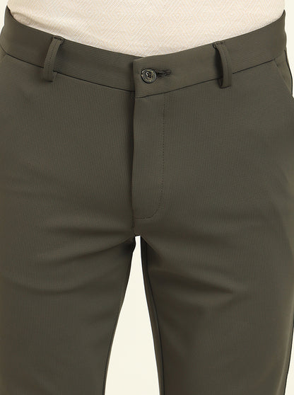 Olive Solid Venice Fit Casual Trouser | JadeBlue
