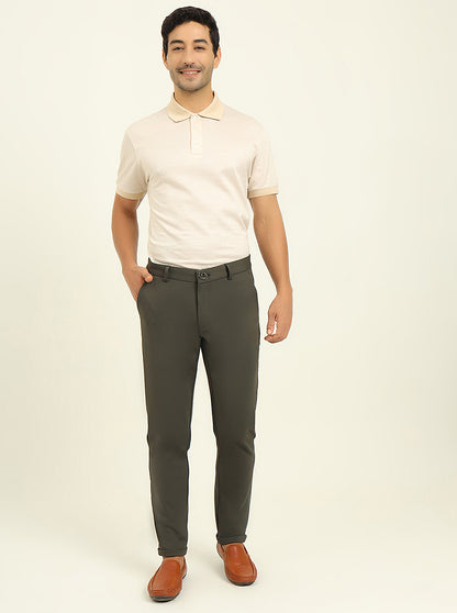 Olive Solid Venice Fit Casual Trouser | JadeBlue