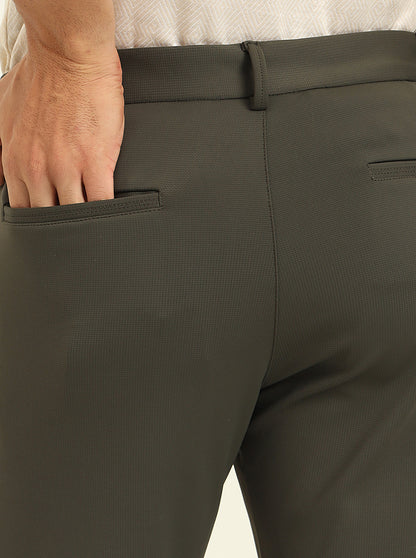 Olive Solid Venice Fit Casual Trouser | JadeBlue