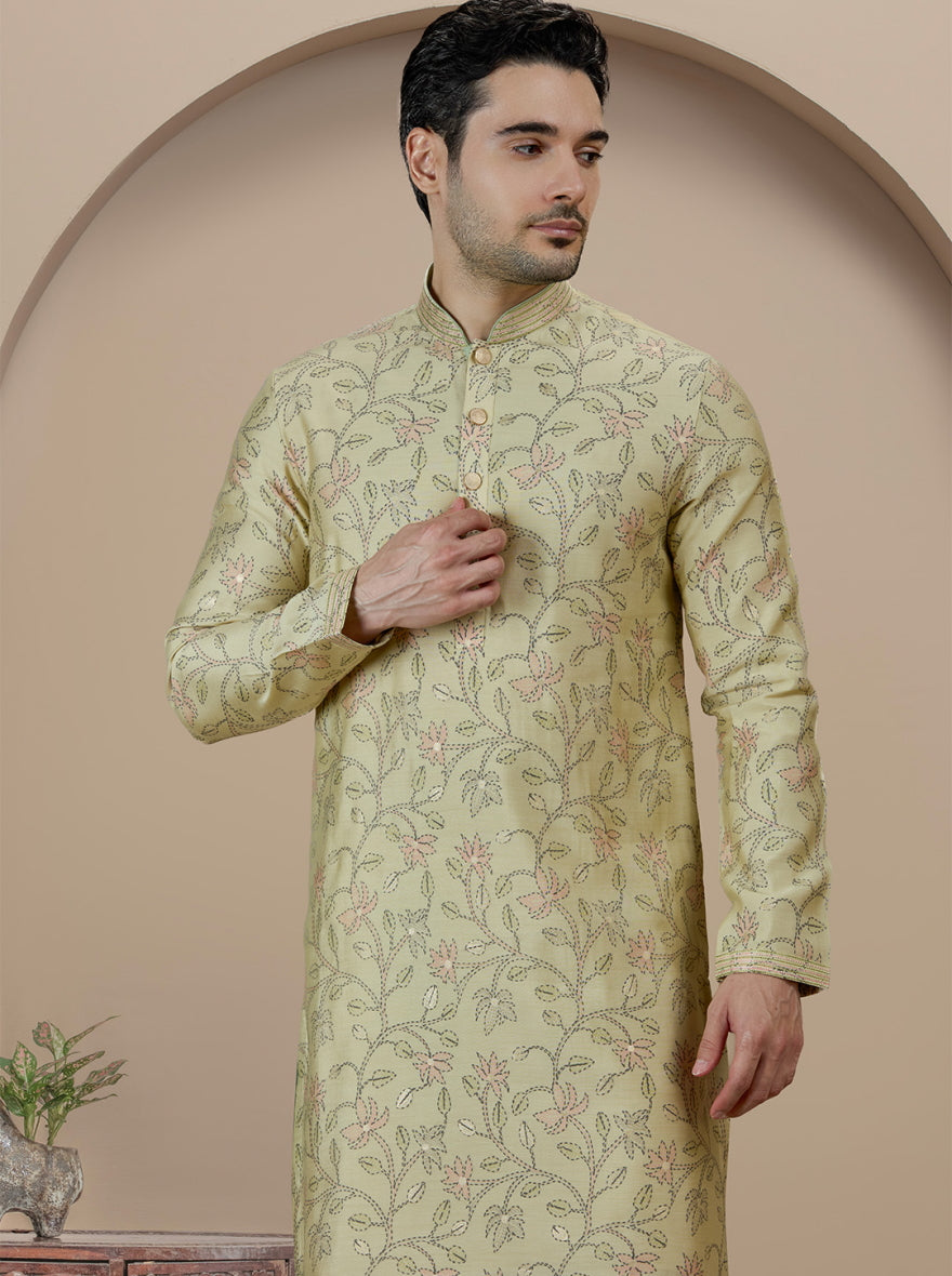Mint Green Printed Kurta Pajama | Virasana