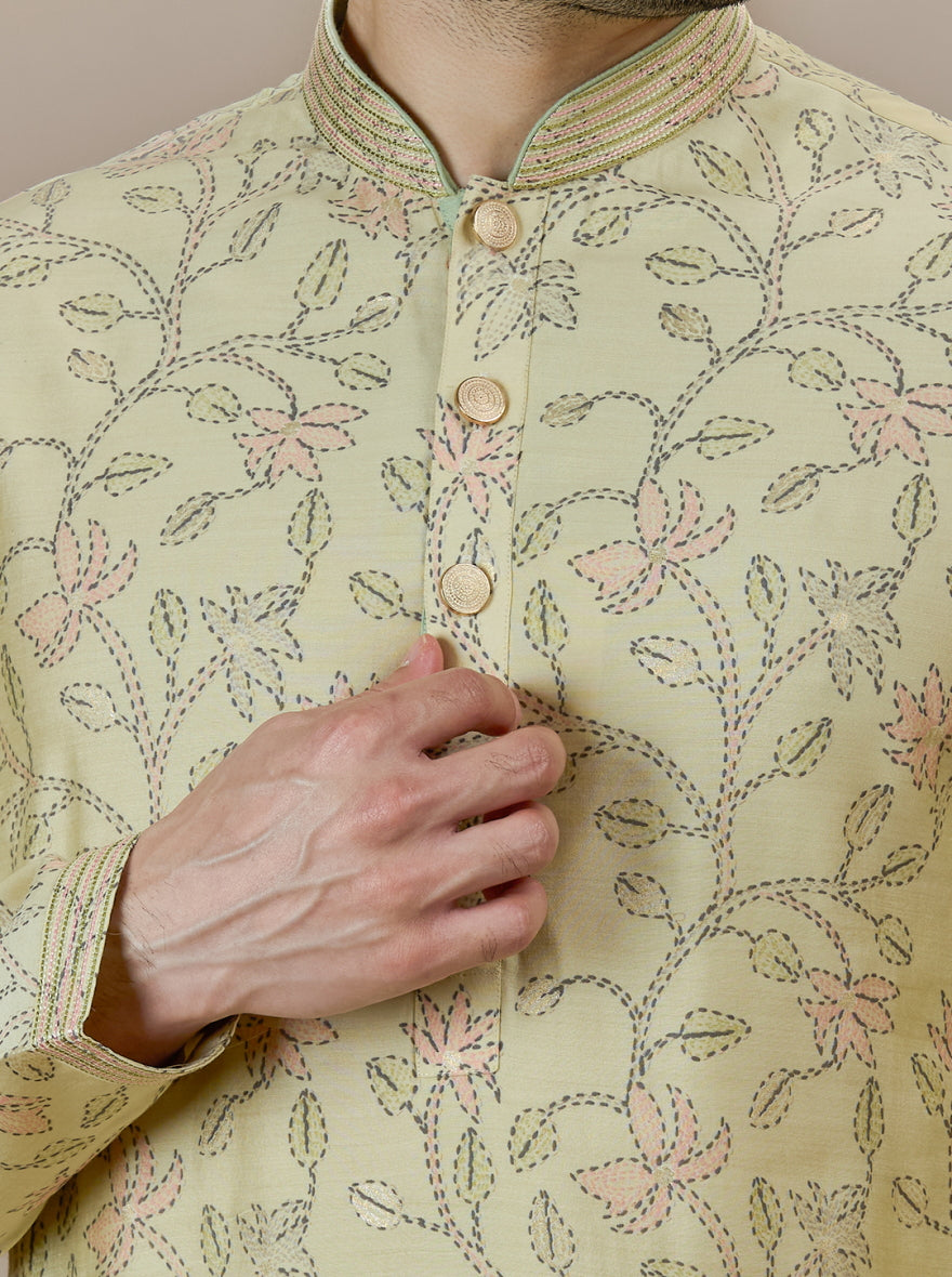 Mint Green Printed Kurta Pajama | Virasana