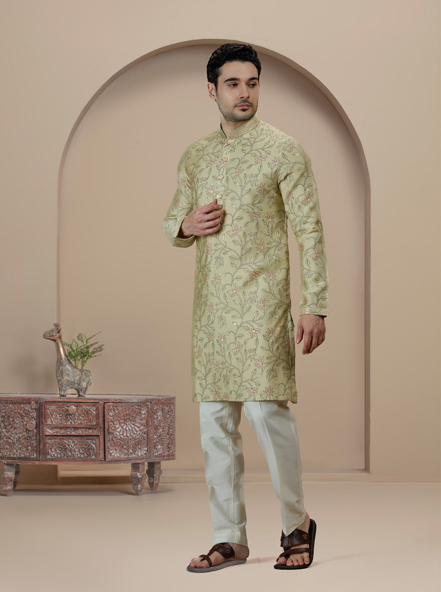Mint Green Printed Kurta Pajama | Virasana