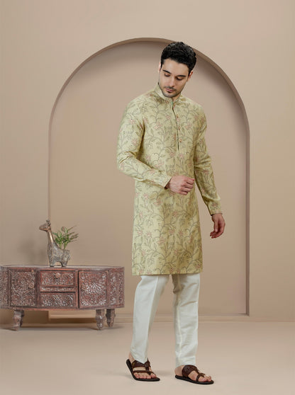 Mint Green Printed Kurta Pajama | Virasana