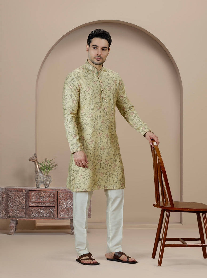 Mint Green Printed Kurta Pajama | Virasana