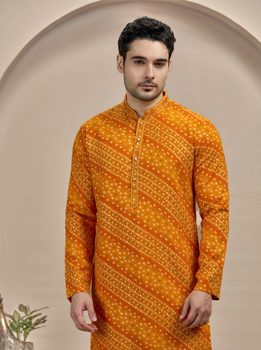 Yellow Printed Kurta Pajama | Virasana