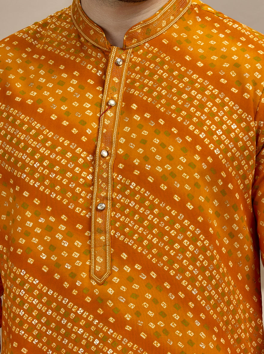 Yellow Printed Kurta Pajama | Virasana