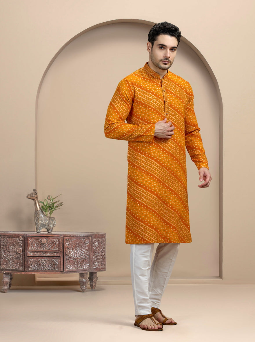 Yellow Printed Kurta Pajama | Virasana