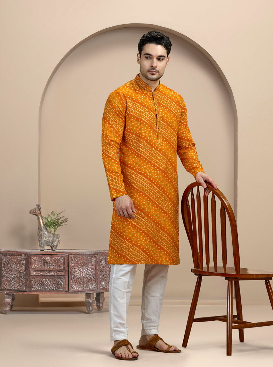 Yellow Printed Kurta Pajama | Virasana
