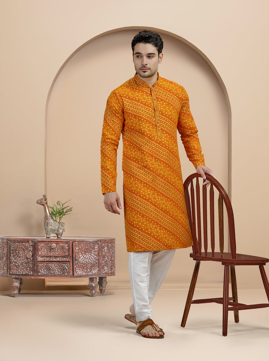 Yellow Printed Kurta Pajama | Virasana