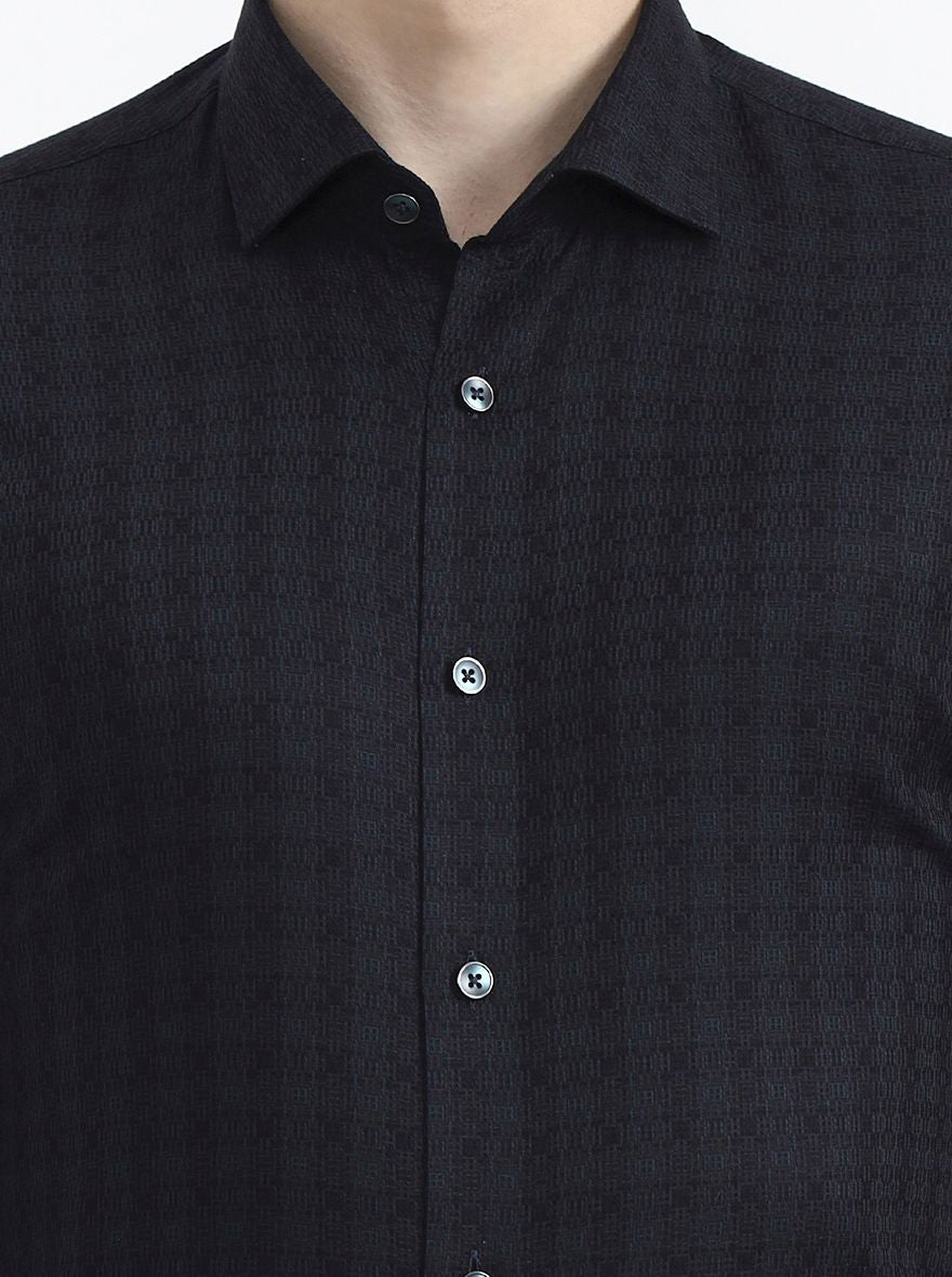 Black & Green Printed Slim Fit Party Wear Shirt | Wyre