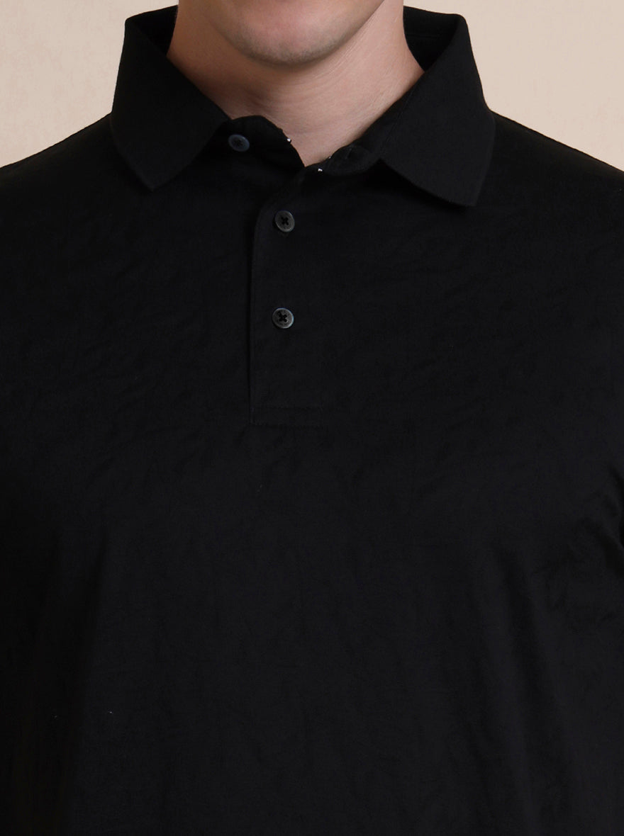 Black Striped Regular Fit Polo T-Shirt | JadeBlue