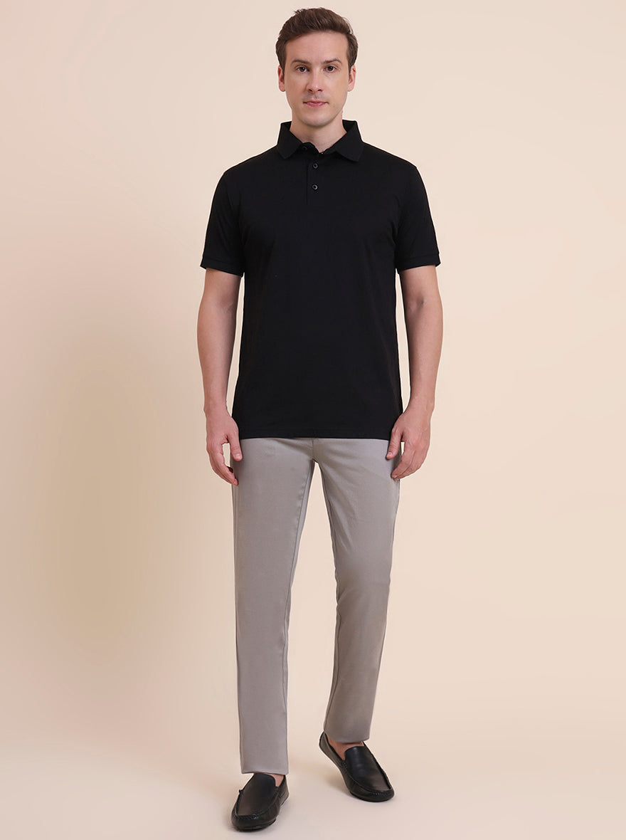 Black Striped Regular Fit Polo T-Shirt | JadeBlue