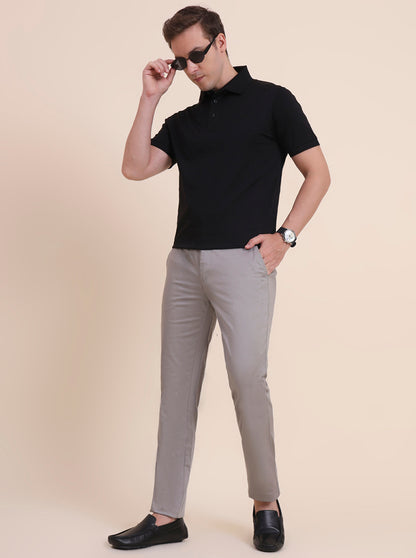 Black Striped Regular Fit Polo T-Shirt | JadeBlue