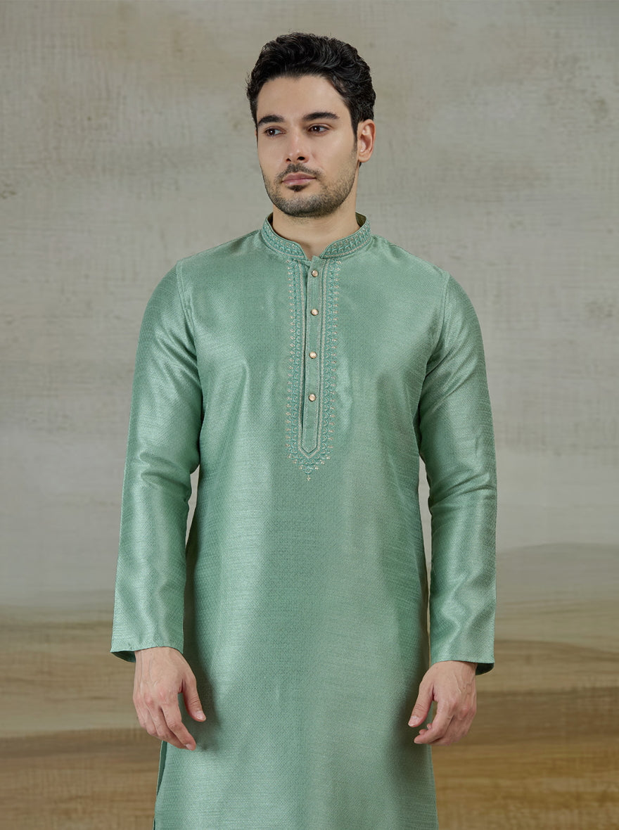 Pista Green Embroidered Kurta Pajama | Virasana