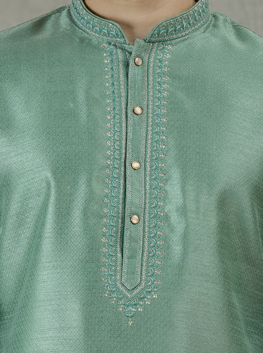 Pista Green Embroidered Kurta Pajama | Virasana