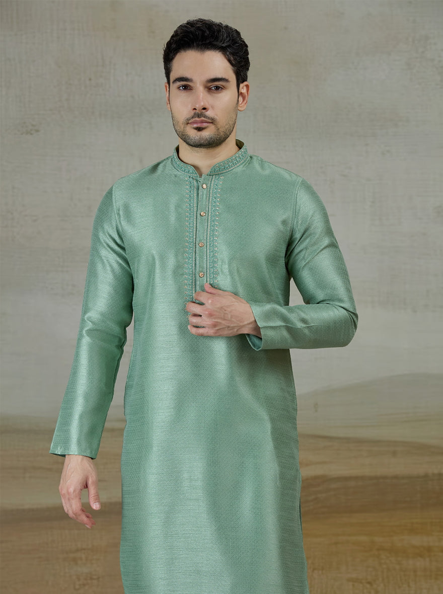 Pista Green Embroidered Kurta Pajama | Virasana