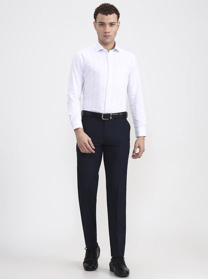 Blue Solid Regular Fit Formal Trouser | JadeBlue