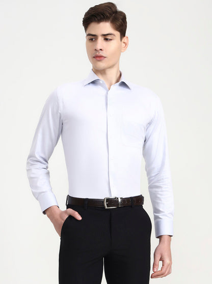 Grey Solid Slim Fit Formal Shirt | Metal