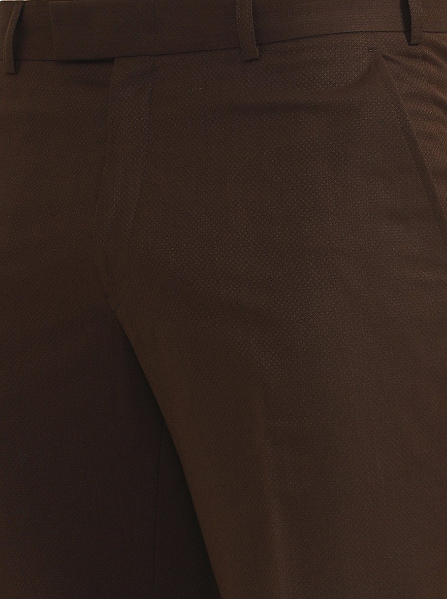 Brown Solid Regular Fit Formal Trouser | JadeBlue