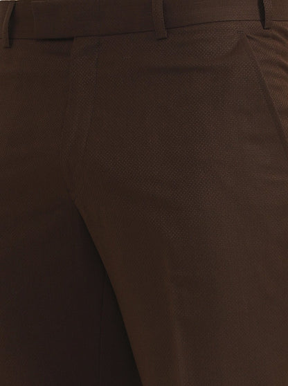 Brown Solid Regular Fit Formal Trouser | JadeBlue
