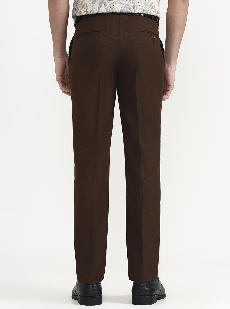 Brown Solid Regular Fit Formal Trouser | JadeBlue