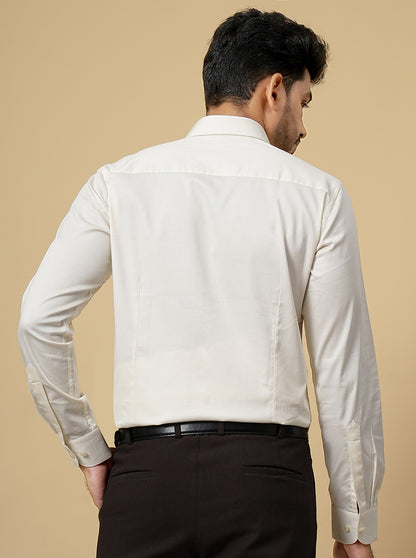 Cream Solid Slim Fit Party Wear Shirt | Wyre