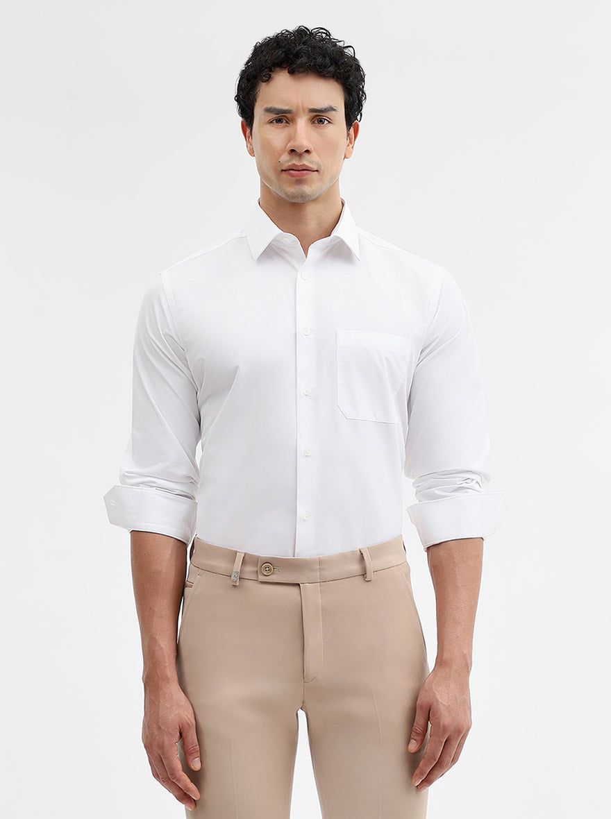 White Solid Regular Fit Formal Shirt | JadeBlue