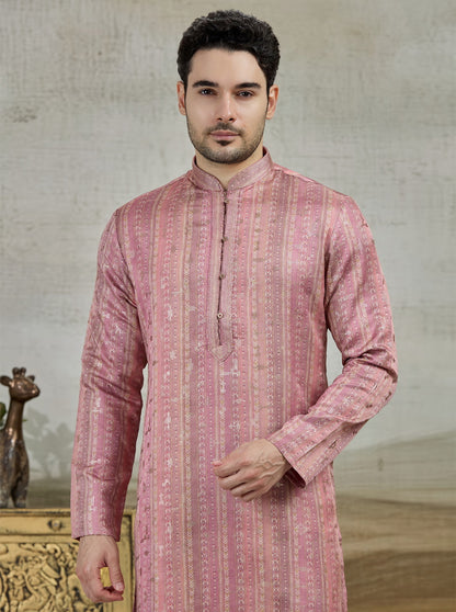 Onion & Beige Printed Kurta Pajama | TULA