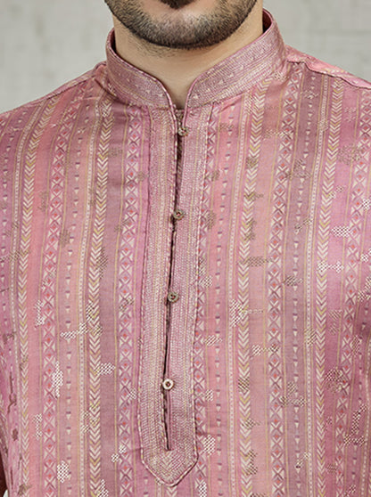 Onion & Beige Printed Kurta Pajama | TULA