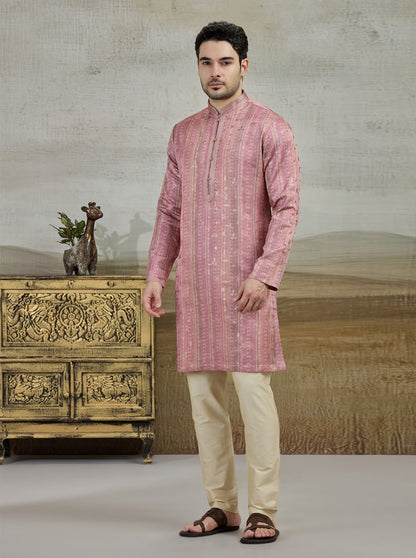 Onion & Beige Printed Kurta Pajama | TULA