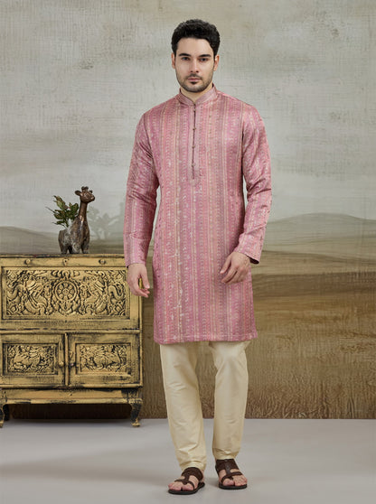Onion & Beige Printed Kurta Pajama | TULA
