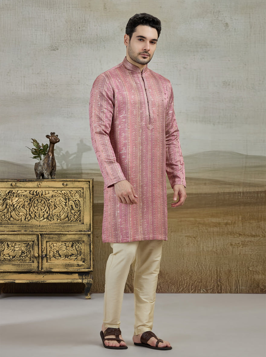 Onion & Beige Printed Kurta Pajama | TULA
