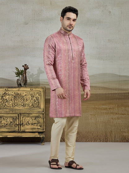 Onion & Beige Printed Kurta Pajama | TULA