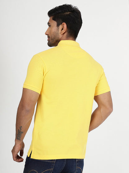 Yellow Solid Slim Fit Polo T-Shirt | Greenfibre