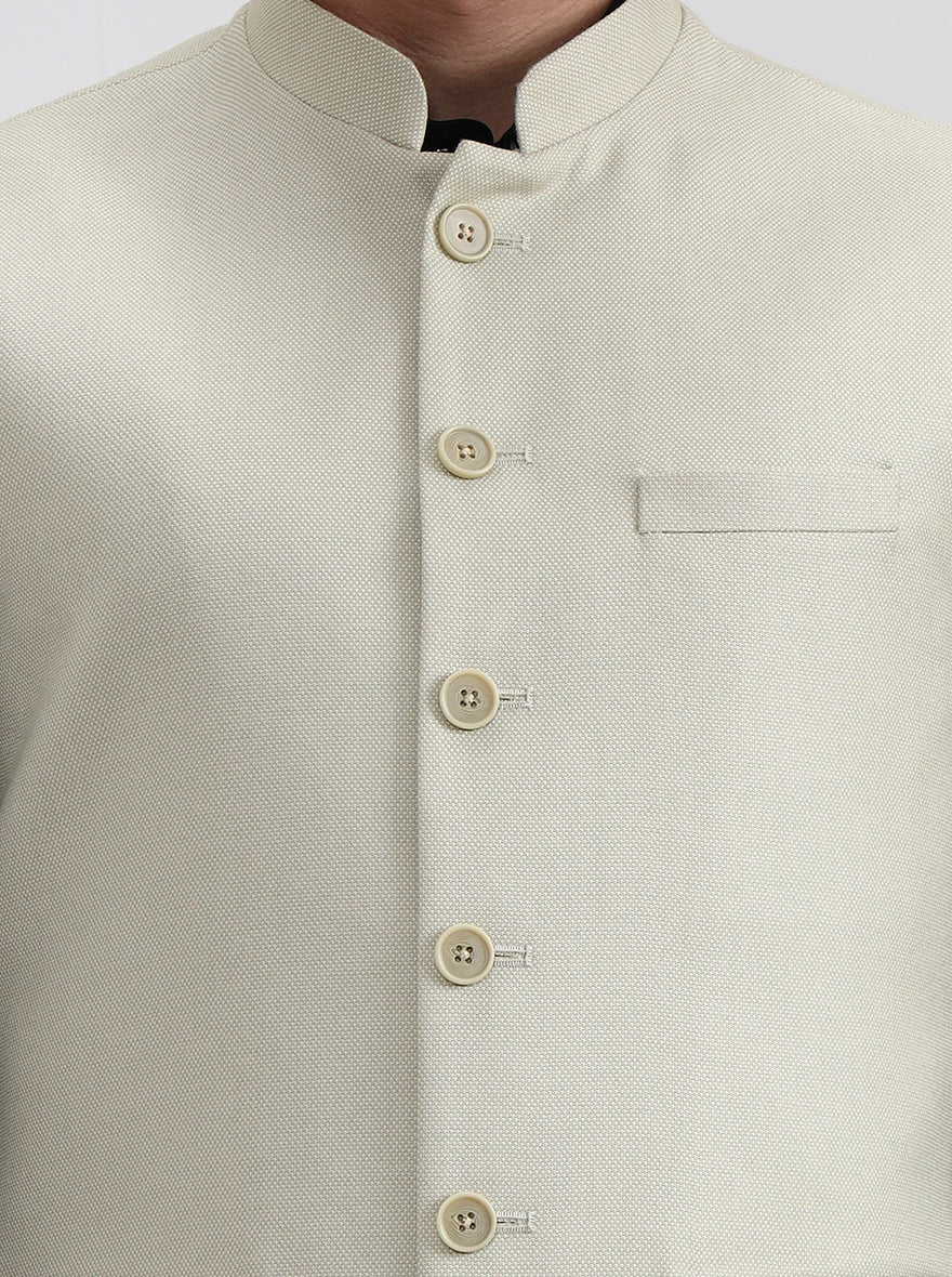 Beige Solid Regular Fit Waistcoat  | Greenfibre