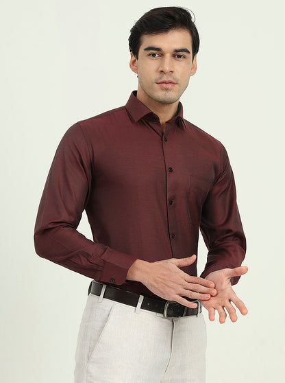 Maroon Solid Slim Fit Party Wear Shirt | Greenfibre