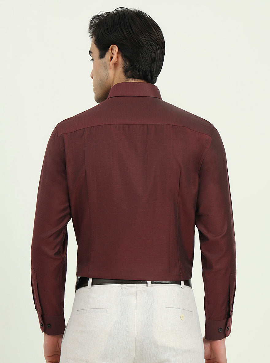 Maroon Solid Slim Fit Party Wear Shirt | Greenfibre